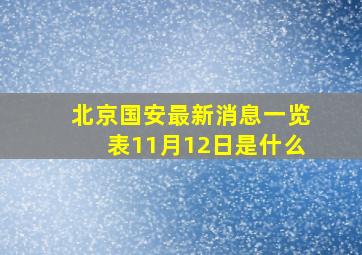 北京国安最新消息一览表11月12日是什么