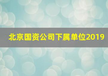 北京国资公司下属单位2019