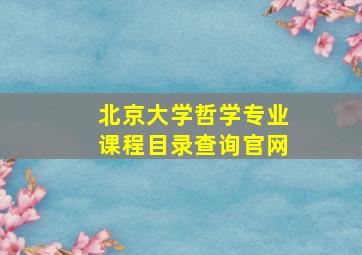 北京大学哲学专业课程目录查询官网