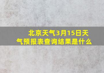 北京天气3月15日天气预报表查询结果是什么