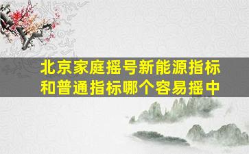 北京家庭摇号新能源指标和普通指标哪个容易摇中