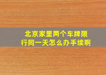 北京家里两个车牌限行同一天怎么办手续啊