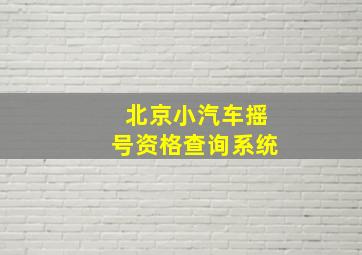 北京小汽车摇号资格查询系统