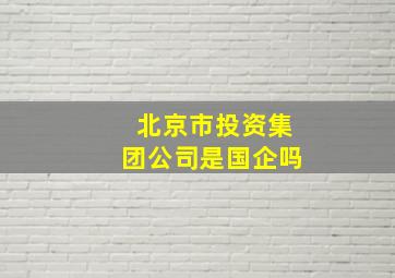 北京市投资集团公司是国企吗