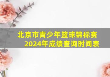 北京市青少年篮球锦标赛2024年成绩查询时间表