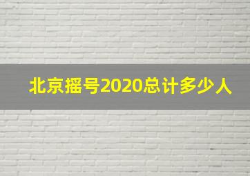 北京摇号2020总计多少人