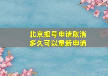 北京摇号申请取消多久可以重新申请