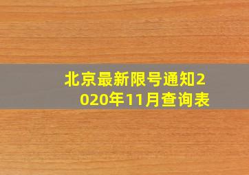 北京最新限号通知2020年11月查询表