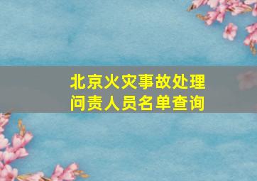 北京火灾事故处理问责人员名单查询