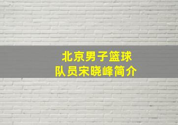 北京男子篮球队员宋晓峰简介