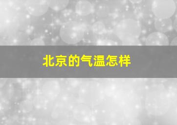 北京的气温怎样