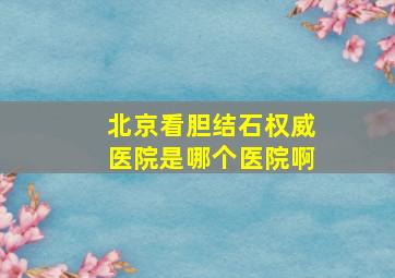 北京看胆结石权威医院是哪个医院啊