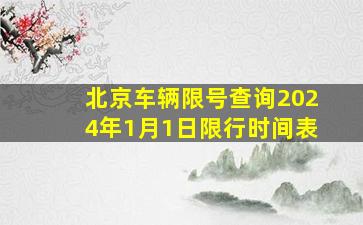 北京车辆限号查询2024年1月1日限行时间表