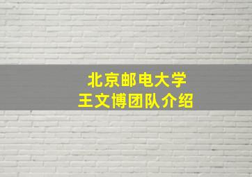 北京邮电大学王文博团队介绍