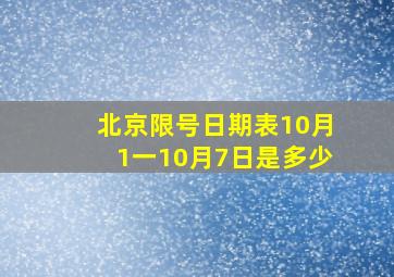 北京限号日期表10月1一10月7日是多少