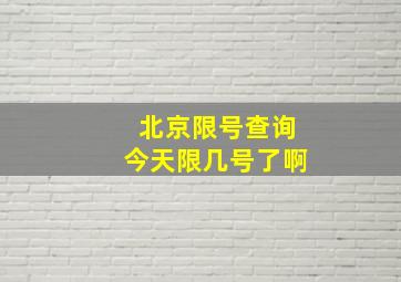 北京限号查询今天限几号了啊