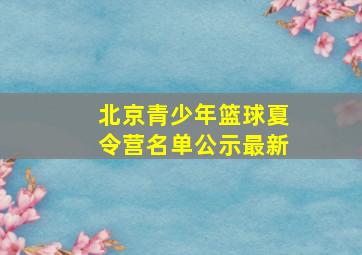 北京青少年篮球夏令营名单公示最新