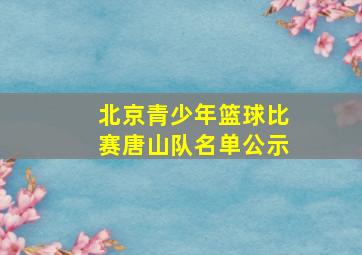 北京青少年篮球比赛唐山队名单公示