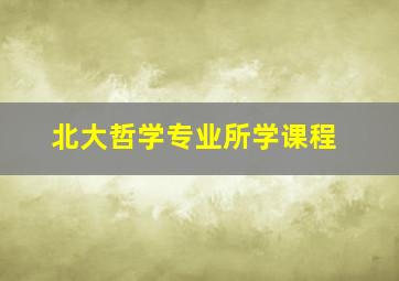 北大哲学专业所学课程