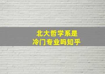 北大哲学系是冷门专业吗知乎