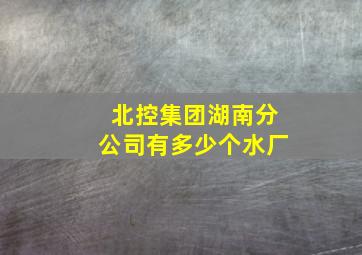 北控集团湖南分公司有多少个水厂