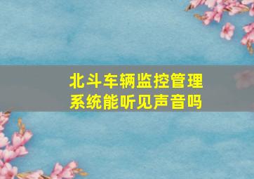 北斗车辆监控管理系统能听见声音吗