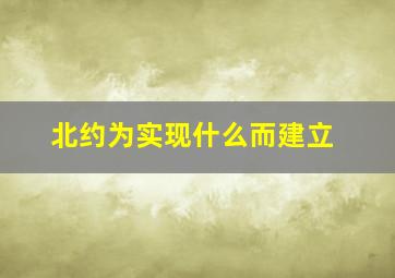 北约为实现什么而建立