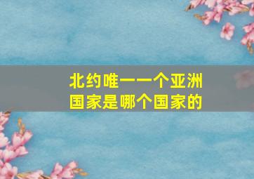 北约唯一一个亚洲国家是哪个国家的