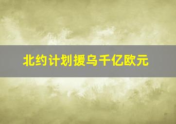 北约计划援乌千亿欧元