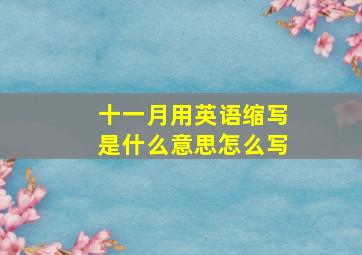 十一月用英语缩写是什么意思怎么写