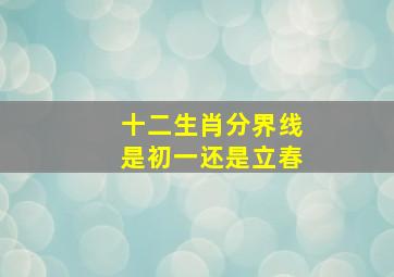 十二生肖分界线是初一还是立春