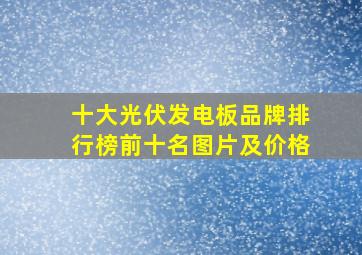 十大光伏发电板品牌排行榜前十名图片及价格