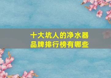 十大坑人的净水器品牌排行榜有哪些