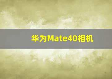 华为Mate40相机