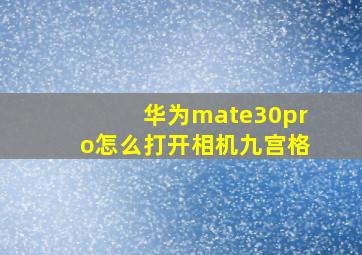 华为mate30pro怎么打开相机九宫格