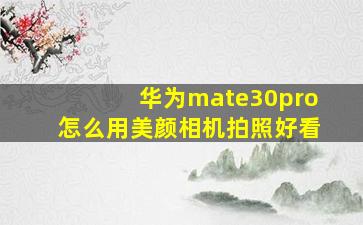 华为mate30pro怎么用美颜相机拍照好看