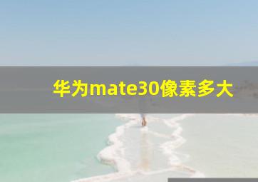 华为mate30像素多大