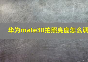 华为mate30拍照亮度怎么调