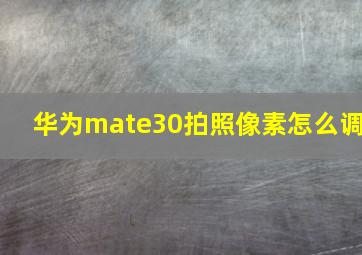 华为mate30拍照像素怎么调