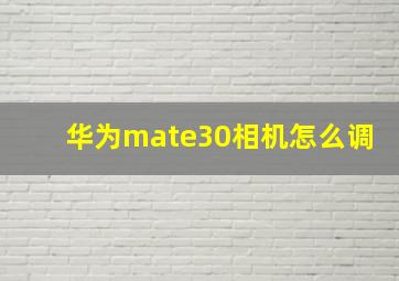 华为mate30相机怎么调