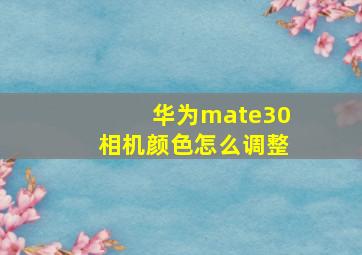 华为mate30相机颜色怎么调整