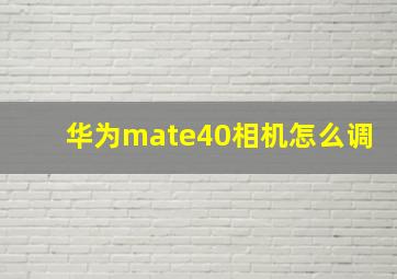 华为mate40相机怎么调