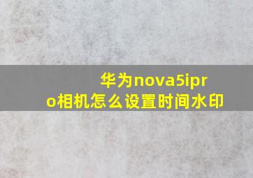 华为nova5ipro相机怎么设置时间水印