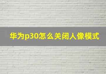 华为p30怎么关闭人像模式