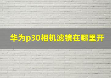 华为p30相机滤镜在哪里开