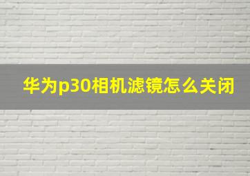 华为p30相机滤镜怎么关闭