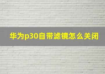 华为p30自带滤镜怎么关闭