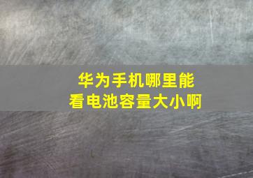 华为手机哪里能看电池容量大小啊