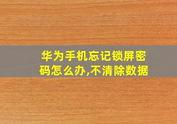 华为手机忘记锁屏密码怎么办,不清除数据