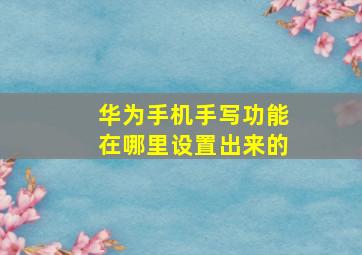 华为手机手写功能在哪里设置出来的